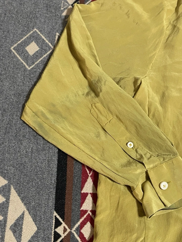 Maison Martin Margiela Line 4 Mustard Yellow 100% Silk Long Shirt Dress IT 38 47 - Image 3 of 4