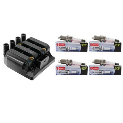 Eldor 1 Ignition Coil 4 Denso Platinum Spark Plugs Kit for VW Beetle Golf Jetta