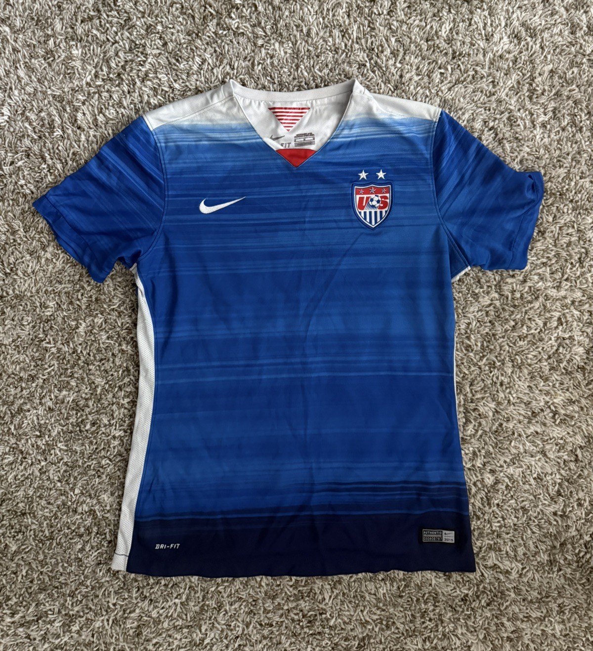 USA Soccer Shirt Women Medium Blue Dri-FIT USMNT 2015