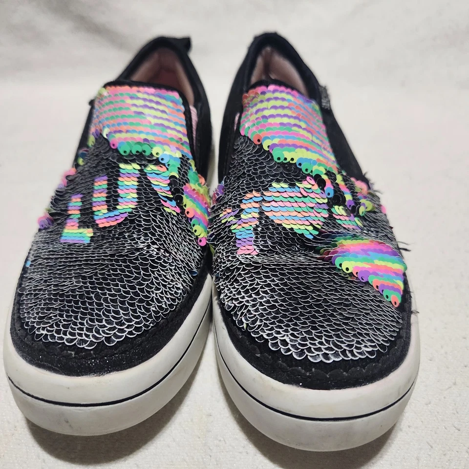 Niñas Niños SKECHERS Patadas Abatibles Secuencia Crepuscular Luv Negro Sin Cordones Talla 12 Foto 2 de 4