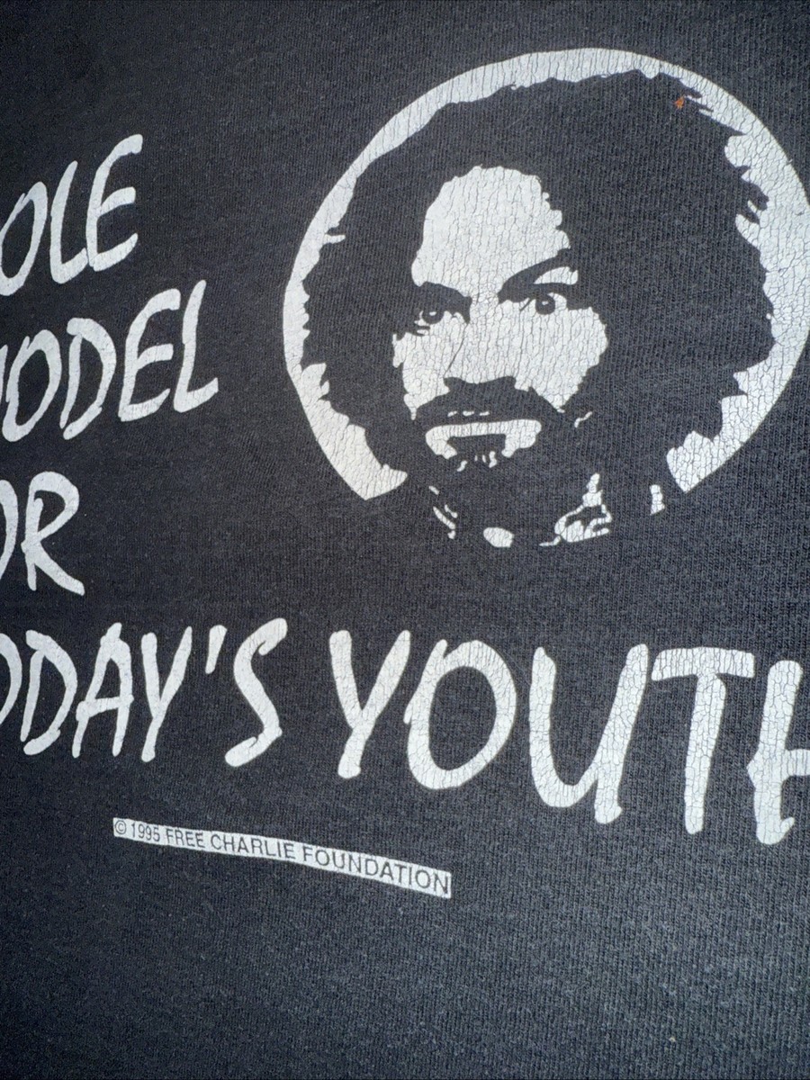 Vintage 90s Charlie Charles Manson Free Charlie Foundation Shirt L
