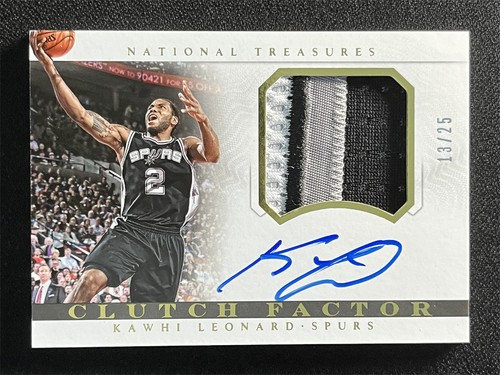 2014-15 Panini National Treasures Kawhi Leonard Clutch Factor Patch Auto /25