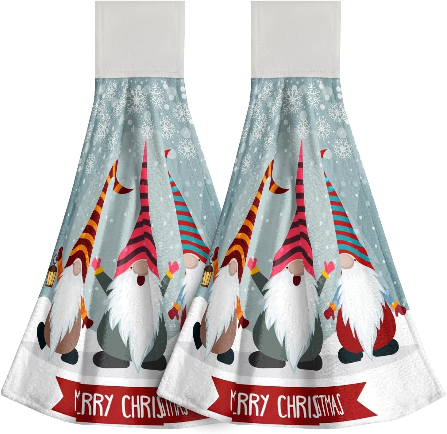 Giwawa Xmas Gnome Kitchen Hanging Towel Set of 2 Merry 12x17inch, 