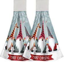 Giwawa Xmas Gnome Kitchen Hanging Towel Set of 2 Merry 12x17inch, 