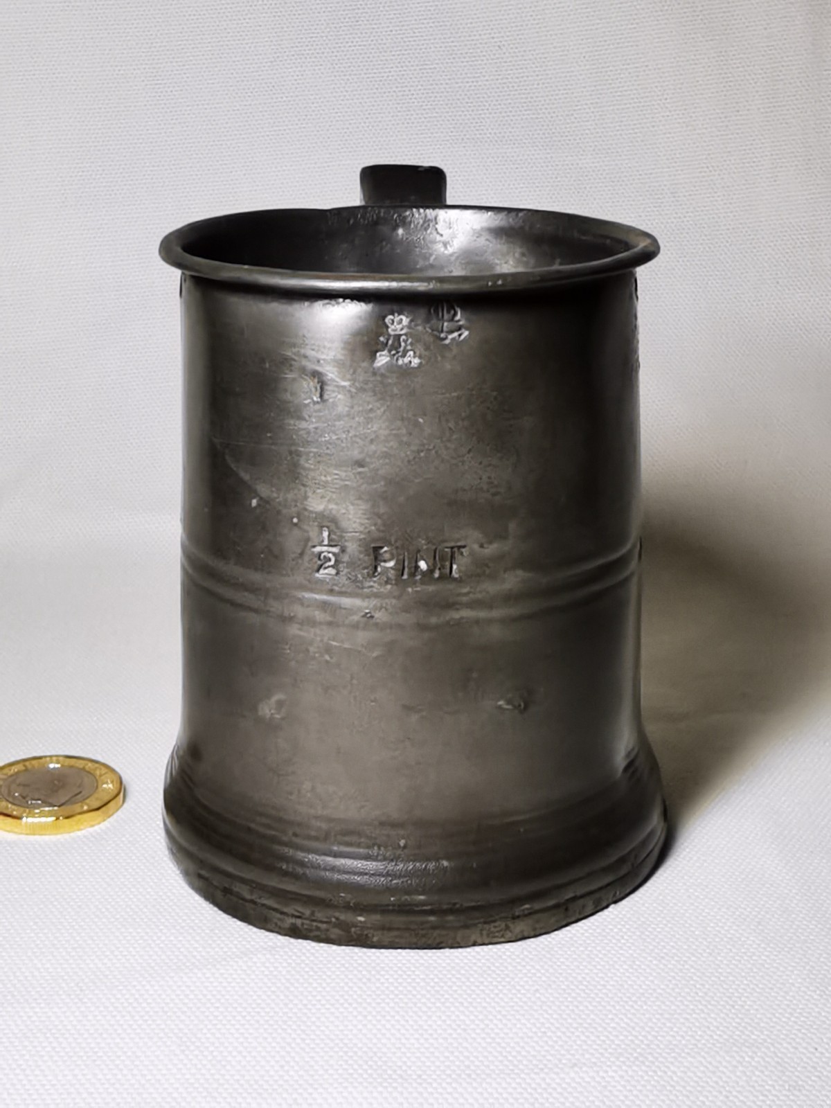 Antique Georgian Victorian Pewter Half Pint Beer Ale Tavern Tankard Measure VGC