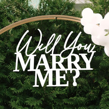 Wooden Will You Marry Me Sign, Engagement Proposal Backdrop Decor for Surprise