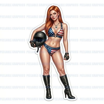 Pin Up Biker Chick Pinup Sexy Motorcycle Bike Vinyl Decal Sticker Q