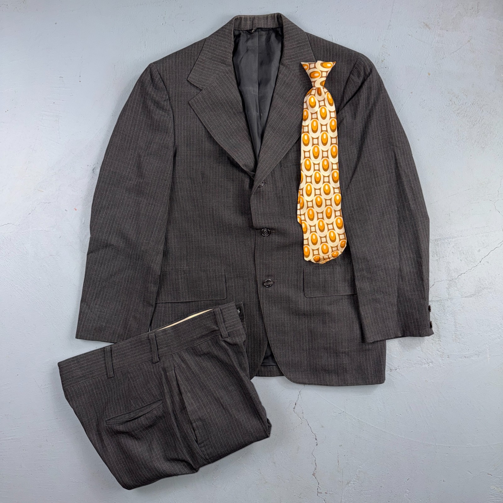 1960s 1950s VTG Mens 2 PC Suit 38 Jacket Coat Pants Gray Union Wool Rockabilly