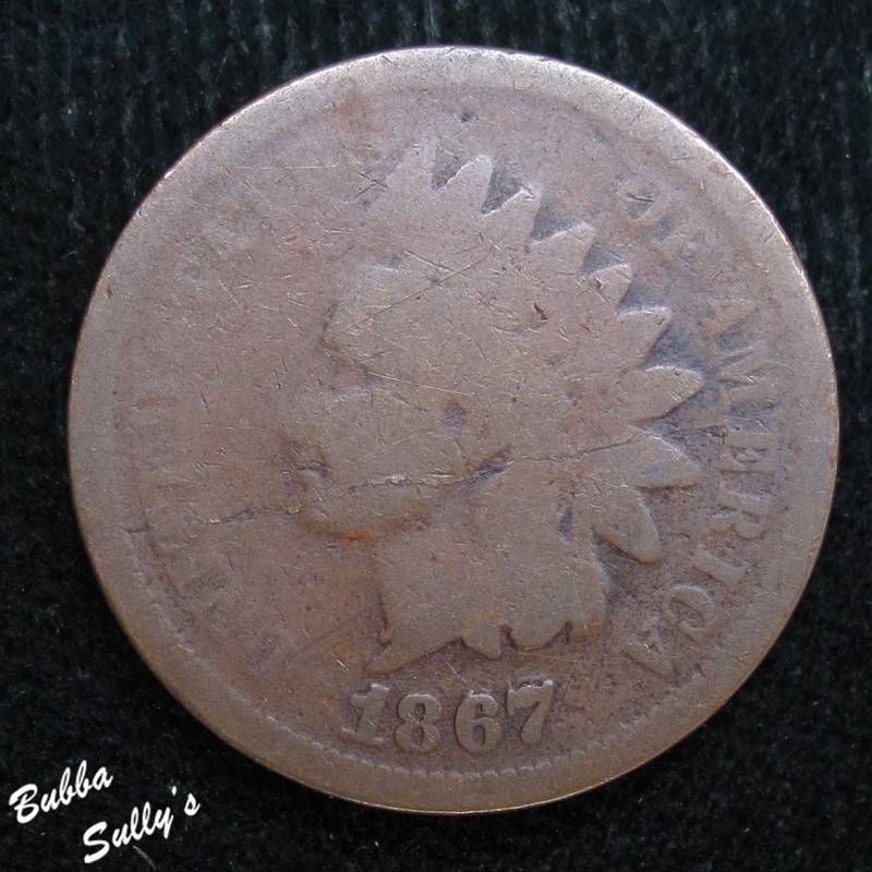 1867/67 Indian Head Cent Snow #1a 67/67 Light Lamination GOOD