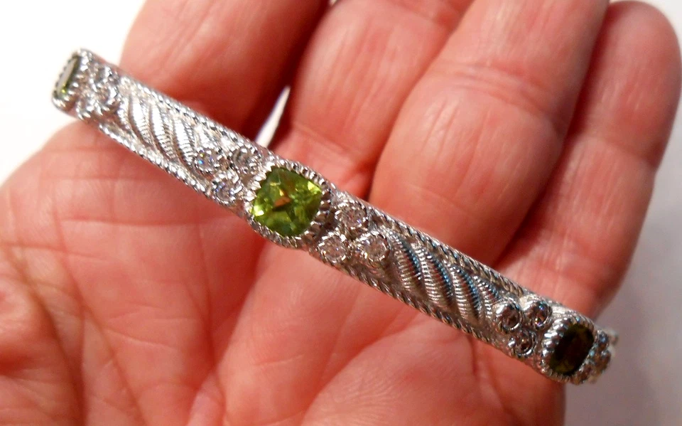 Green Peridot Bangle Bracelet Sterling Silver 925 Judith Ripka - Image 4 of 4
