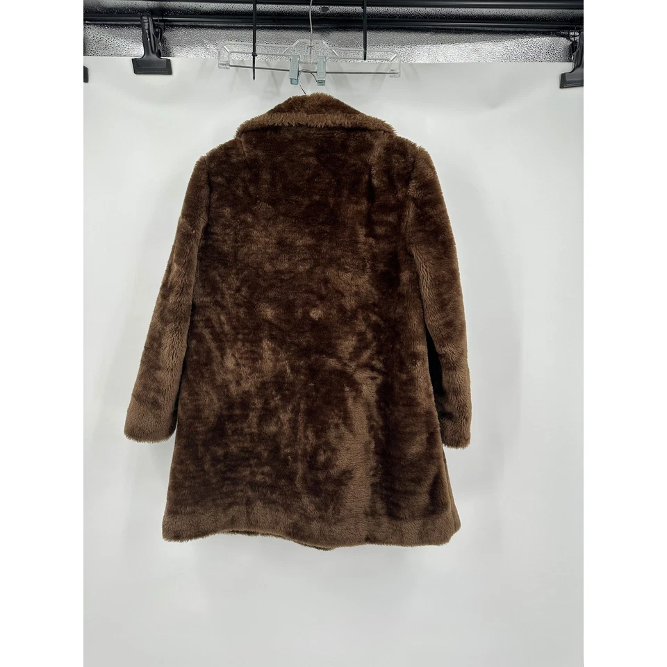 Abrigo de piel sintética vintage años 60 Sears para mujer marrón felpa chaqueta de doble pecho EE. UU. Foto 2 de 4