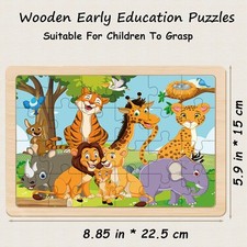 Puzzles for Kids Ages 4-6, 4 Packs 24 Piece Wooden Jigsaw Puzzle for Toddlers...