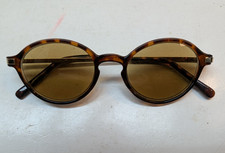 Vintage Brown Tortoise Round Oval Sunglasses with Gold Tone