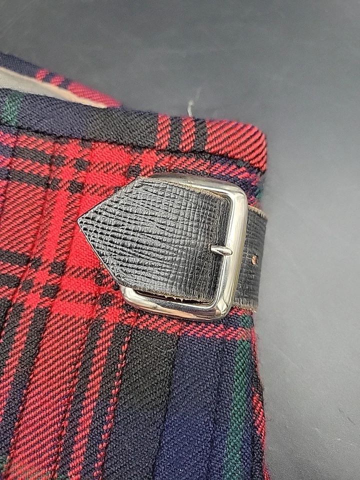 Falda escocesa vintage de lana MacLachlan tartán plisada falda escocesa con flecos lana pesada Foto 2 de 4