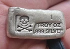 Prospector's Gold and Gems 1 oz Silver Bar W Pirate Stamp .999 Fine Silver!
