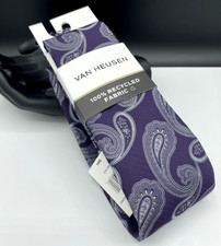 VAN HEUSEN Men's Polyester Tie  Purple  Paisley  NEW MSRP: 45.