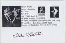 Slater Martin Minneapolis Lakers Signed 4x6 Photo Basketball AUTOGRAPH Dec 2012