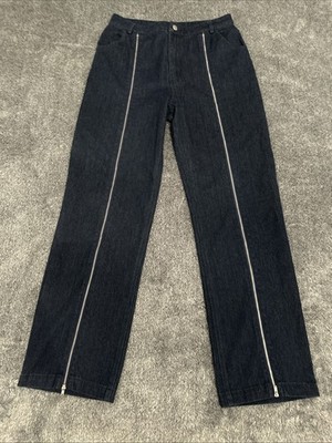 Pretty Garbage Woman s Vintage Zippered Seam Jeans Dark Wash Size M Straight Leg