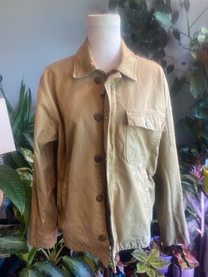 Gap Men's Small Canvas Utility Field Jacket Full Zip Button Brown Distressed Cas