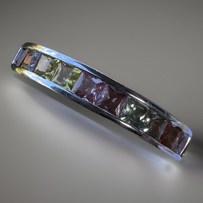 ATEMBERAUBENDER Sterlingsilber gemischter mehrfarbiger Edelstein Edelstein Bandring Größe L 925