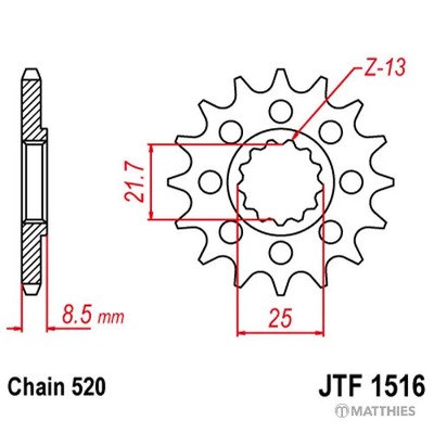 Ritzel Racing 17-Zähne 520-Teilung für Suzuki GSX-R 750 U2 Bj. 2004-2008