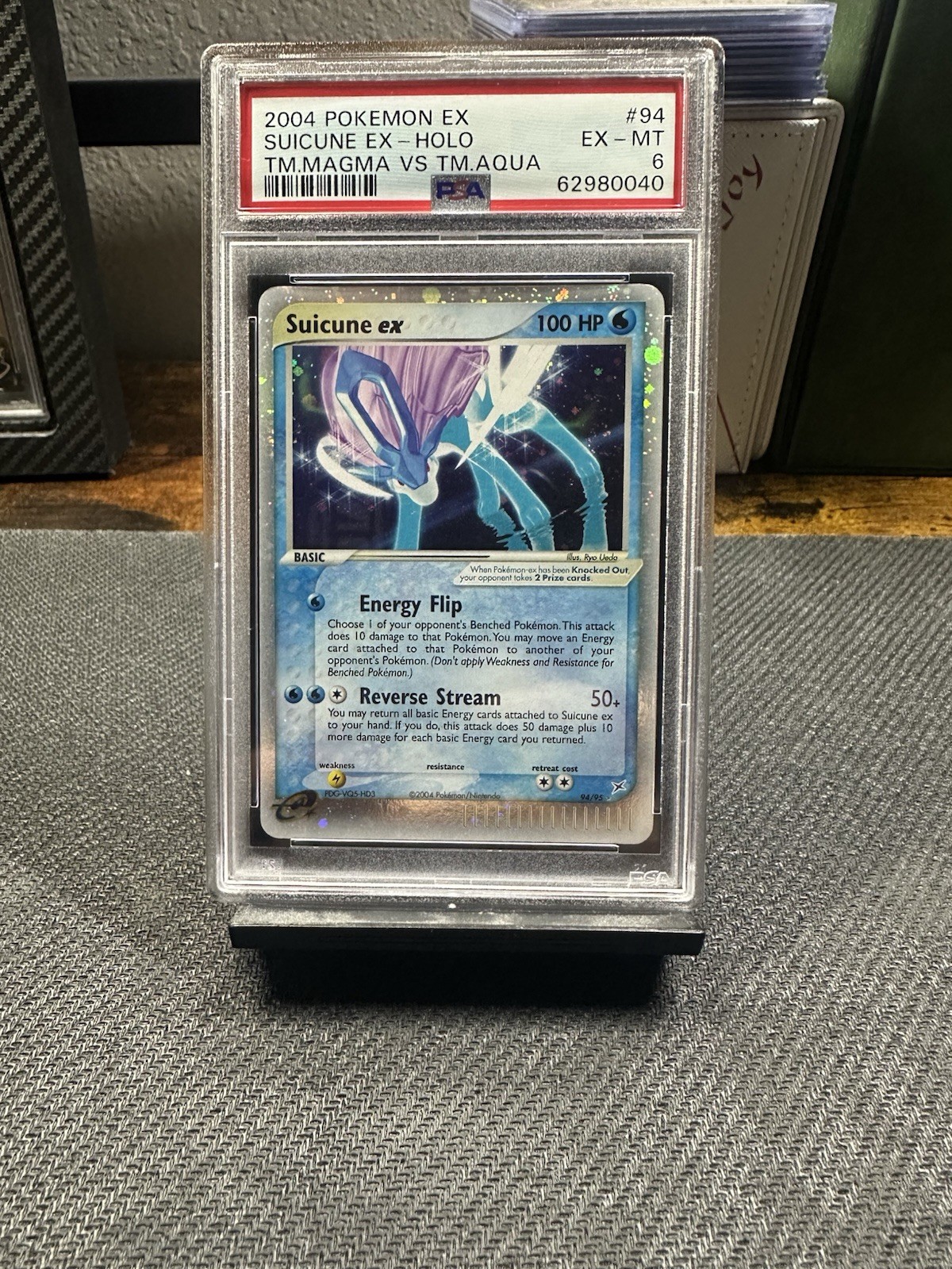 Pokémon Suicune ex 94/95 Team Magma vs Team Aqua Holo PSA 6 English 2004