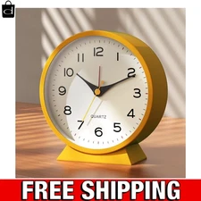Elegant 4.5" Retro Analog Alarm Clock - Silent, Battery Operated Table Decor