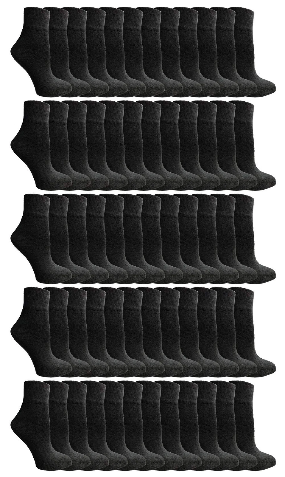 72 Units Women's Premium Cotton Ankle Socks Black Size 9-11 - Womens Ankle Sock
