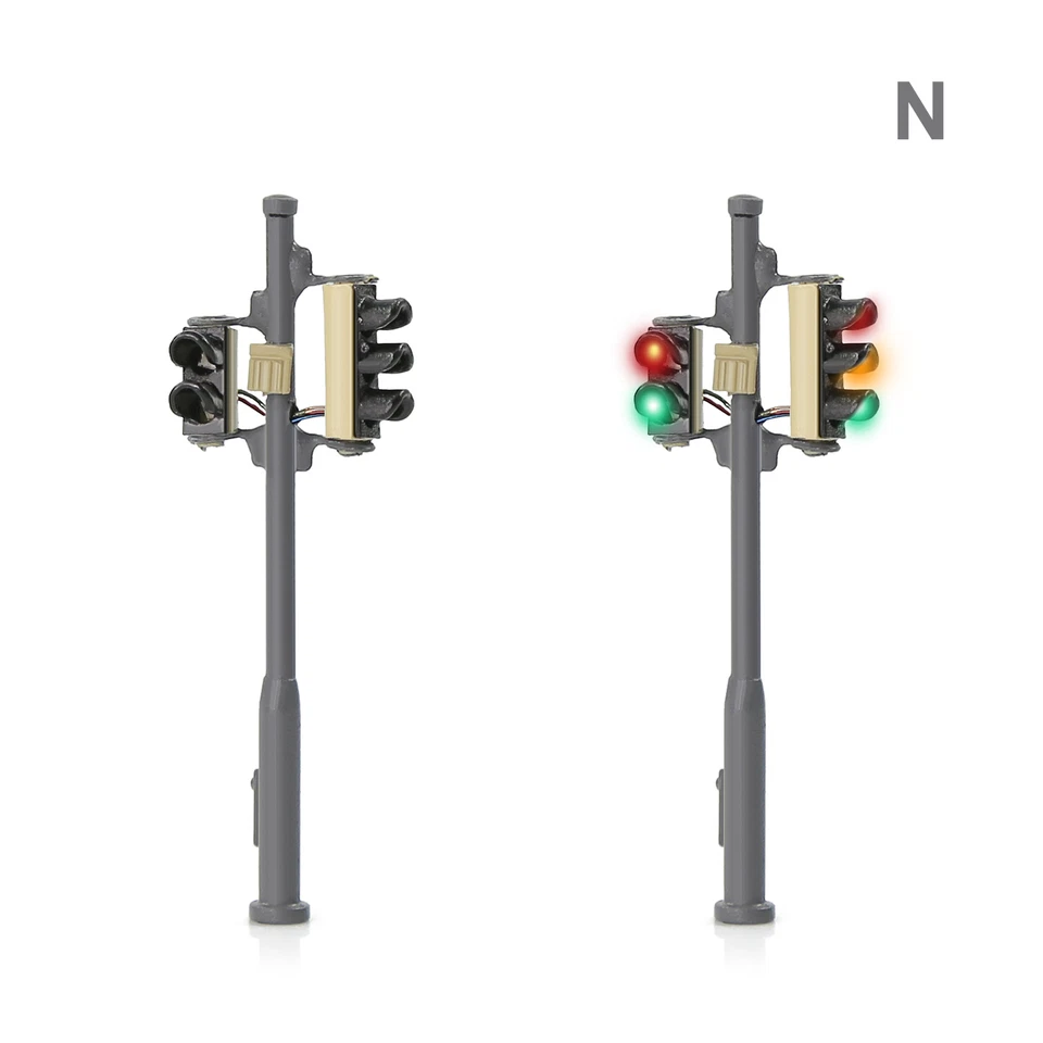 Evemodel 2pcs N Scale Right-hand Traffic Lights Red Yellow Green Block Signals - Image 2 of 4