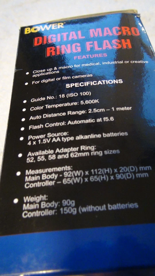 Bower SFDRF Digital Macro Ring Flash w/ 3 Adapters & Owner's Manual NEW - Image 4 of 4