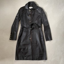 Karen Millen Long Brown Vintage Leather Jacket Size 10 (rrp £700)