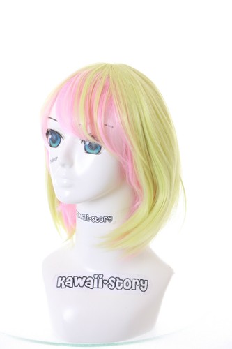 Peluca PL-352 Teto No Game No Life amarillo rosa mezcla pelo corto anime cosplay - Imagen 3 de 7