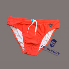 Arena men orange with blue logo Swim Brief bikini swimwear swimsuit size 38