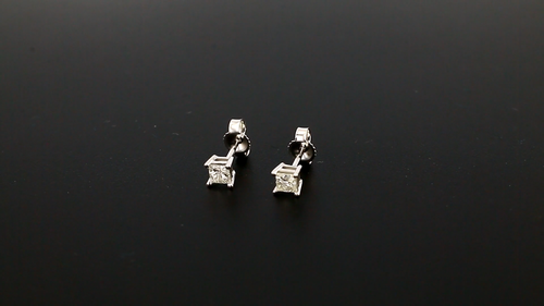 1/3 Cttw, 14K White Gold Princess-cut Diamond Solitaire Stud Earrings for Women - Video 1 of 1
