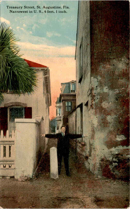 Treasury Street, St. Augustine, Fla, Vedder building, Spanish period Postcard