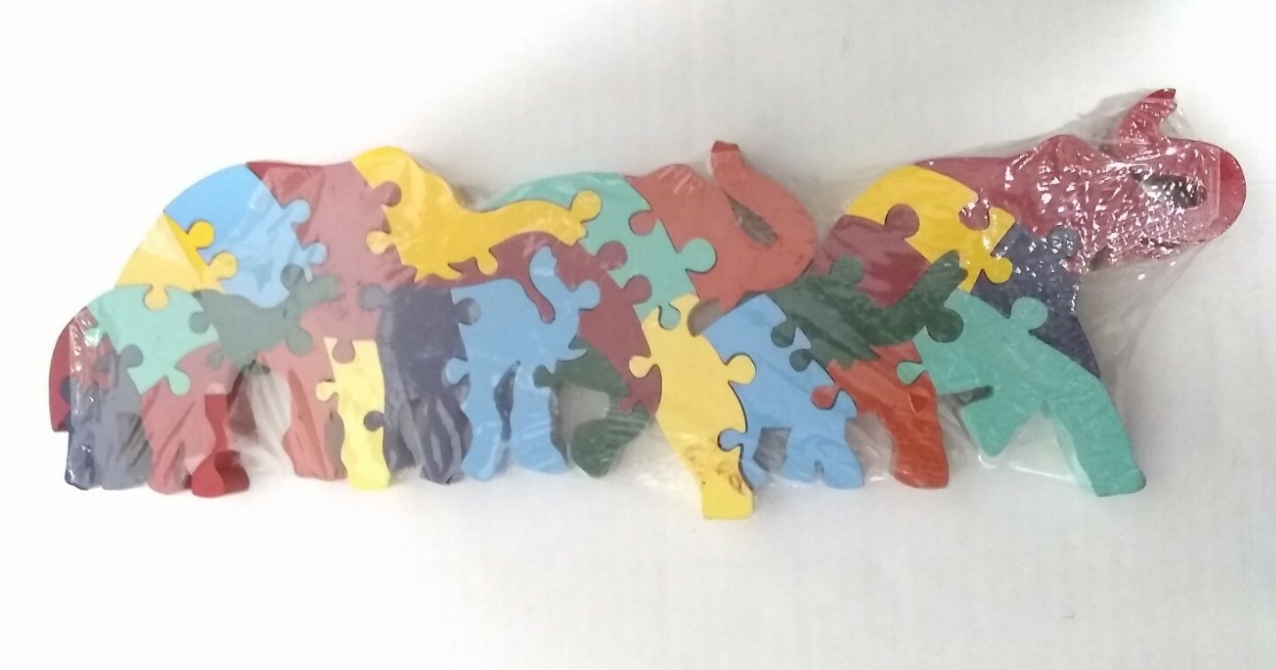 как выглядит Childrens Wooden Elephants Puzzle Creatively Yours Gifts Design Inc. NWT 1999 фото