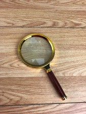 Plastic Wood Effect And Gold Coloured Magnifying Glass