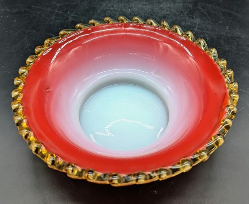 Antique Thomas Webb Art Glass Deep Ruby Overlay Bowl UV Glow 8.5" - Picture 2 of 10