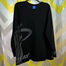 VTG Miami Heat NBA Basketball Long Sleeve Shirt Y2K Thermal Ribbed Sz Large