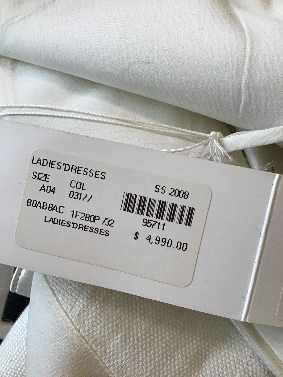 Abito Valentino bianco seta e lino monospalla cintura larga taglia 4