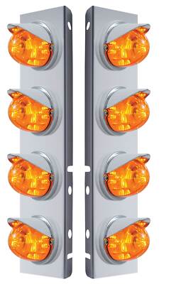 PB SS Front Air Cleaner Bracket w/8X 17 Amber LED Dual Func. Watermelon Lights &
