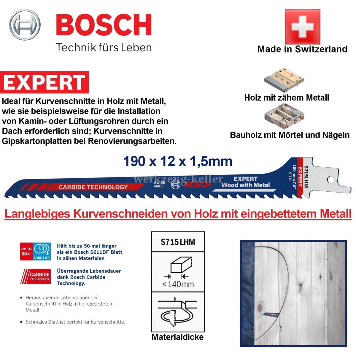 Bosch PRO Säbelsägeblatt 2er Pack – S1110VF, 225 Mm, Für Holz Mit Nägeln & Bauholz