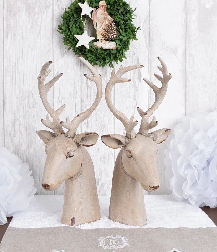 Buchstützen Hirsch Hirschfigur 2er Set Hirschgeweih Buchständer Hirschkopf Antik - Bild 2 von 4