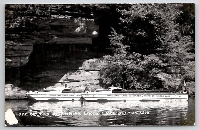 Wisconsin Lake Delton Amphibian Lines Trips on Mirror Lake Photo Postcard J26