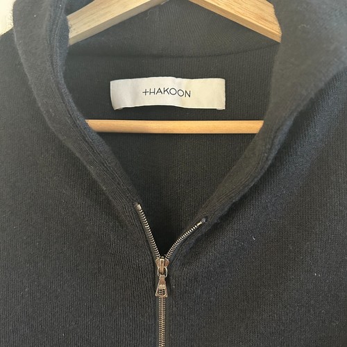 Thakoon Women's Hoodie Black Italian Wool Knit Full Zip Crop Back SZ4/S - Picture 2 of 8