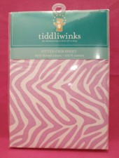 Tiddliwinks Fitted Crib Sheet Pink White Zebra Print 100 Cotton