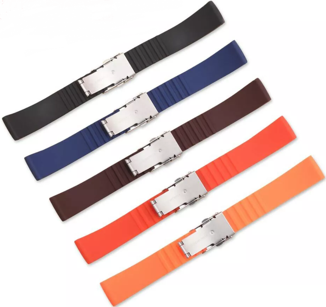 SILICONE RUBBER SPORT WATCH STRAP BLACK BROWN RED ORANGE BLUE GREEN18