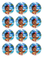 12 rondas de imagen de papel oblea comestible Baby Moana, PRECORTADO, elige talla