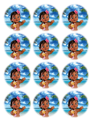 12 Baby Moana edible paper, cupcake cookie oreo toppers CHOOSE SIZE