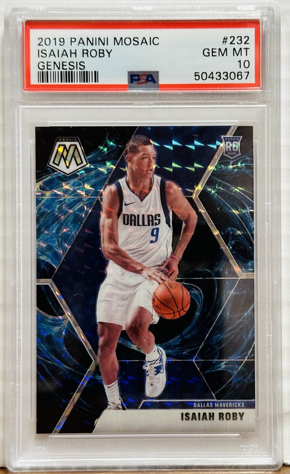 2019 Panini Mosaic 232 Isaiah Roby Genesis PSA Gem Mint 10 RC Dallas Mavericks